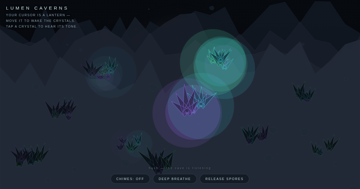 LUMEN CAVERNS — an explorable crystal cave