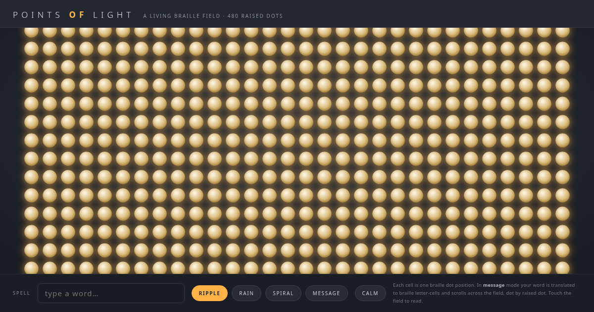 POINTS OF LIGHT — a living braille field