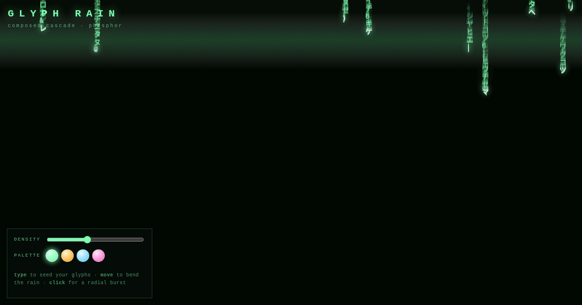 GLYPH RAIN — composed cascade