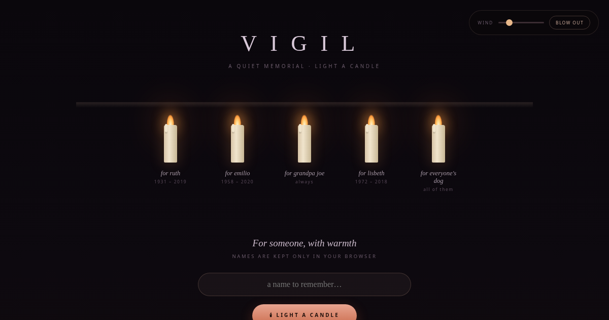 VIGIL — a quiet memorial of candlelight